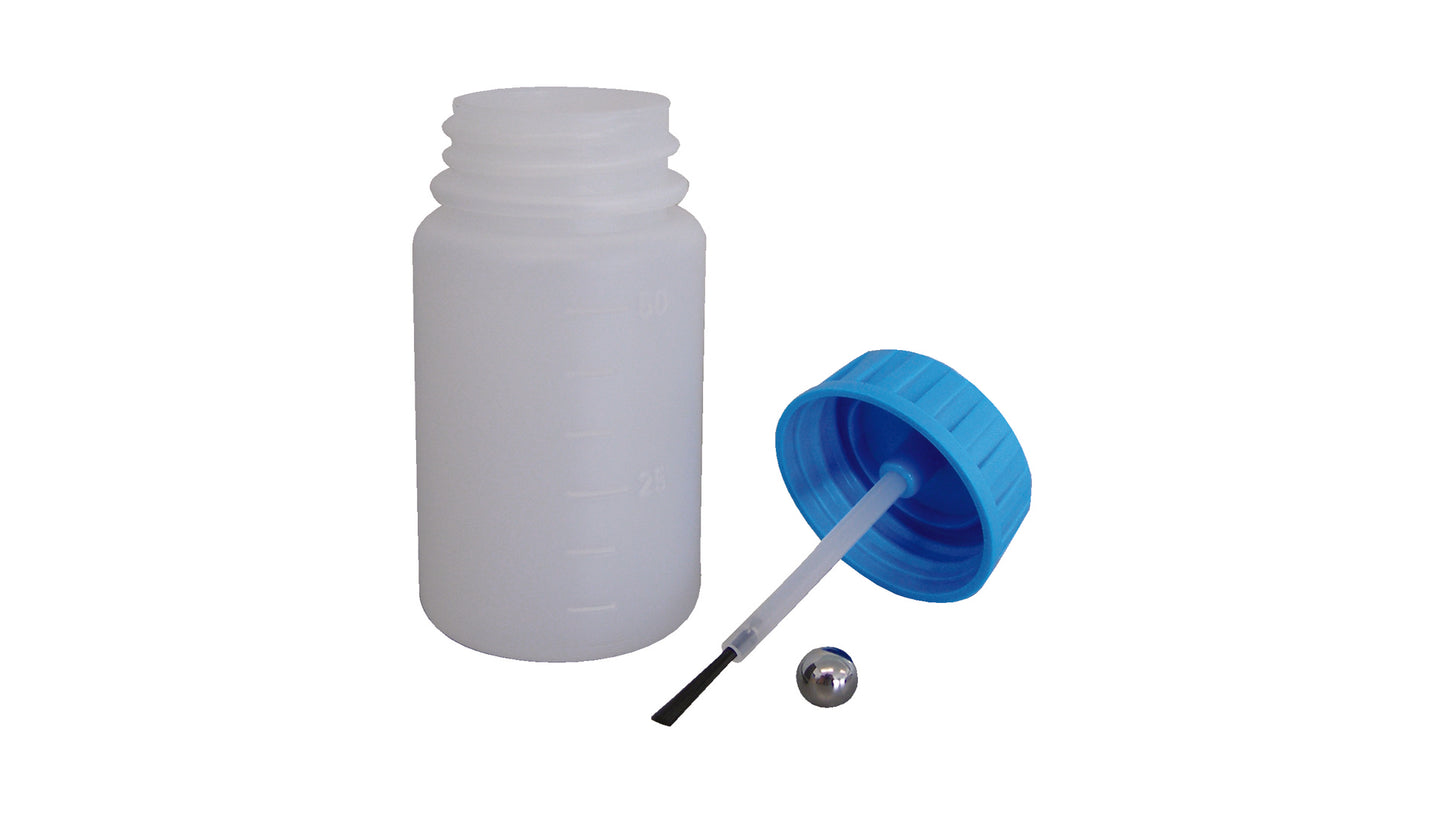 Mipa Tupflack Fläschchen mit Pinsel (skaliert auf 50ml, Karton 100 Stk)