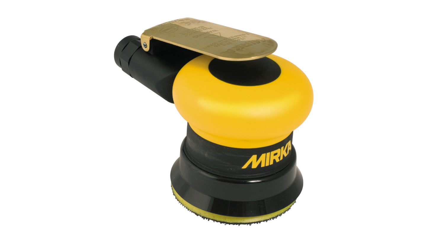 Mirka Druckluft-Exzenter Ø77mm 2,5 mm Hub, 1/4“ Gewinde, 12.000 UPM, inkl. ungelochtem Teller, Nippel + Adapter-Set Grip ungelocht ohne Absaugung (1Stk)