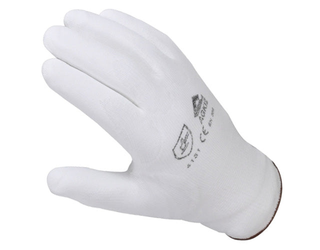 PU beschichtete Nylon-Handschuhe weiß, Gr. 7-10 (1 Paar)