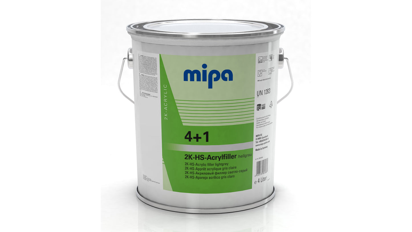 Mipa 4+1 Acrylfiller HS in Hellgrau, Dunkelgrau, Schwarz oder Weiß in verschiedenen Größen