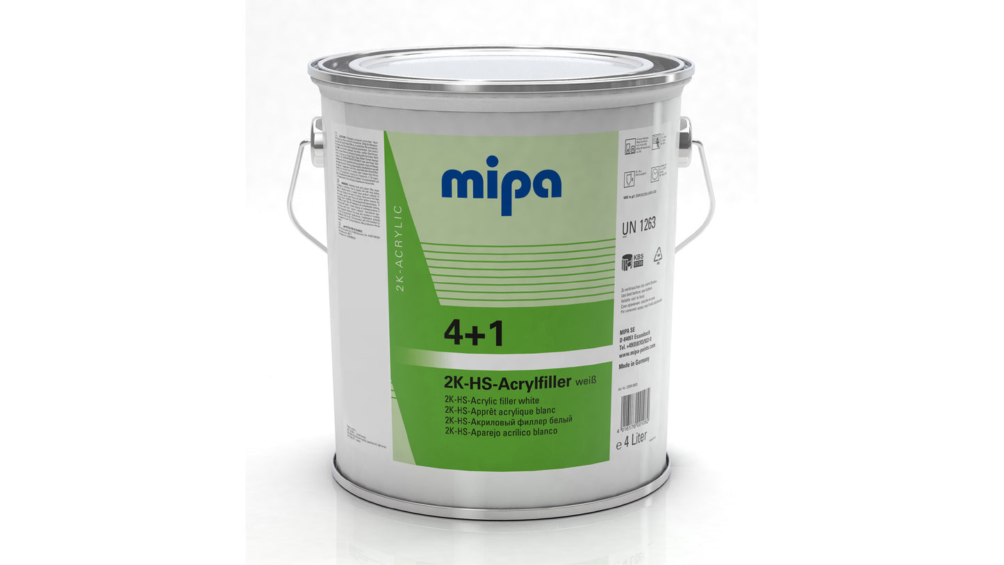 Mipa 4+1 Acrylfiller HS in Hellgrau, Dunkelgrau, Schwarz oder Weiß in verschiedenen Größen