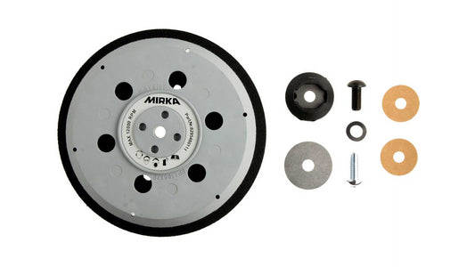 Mirka medium Grip-Teller (Unipad) Ø 150 mm 5/16“ + M8 Gewinde, inkl. Schutzauflage, geeignet für 9-Loch, 17-Loch, Abranet Grip 57-Loch (1Stk)