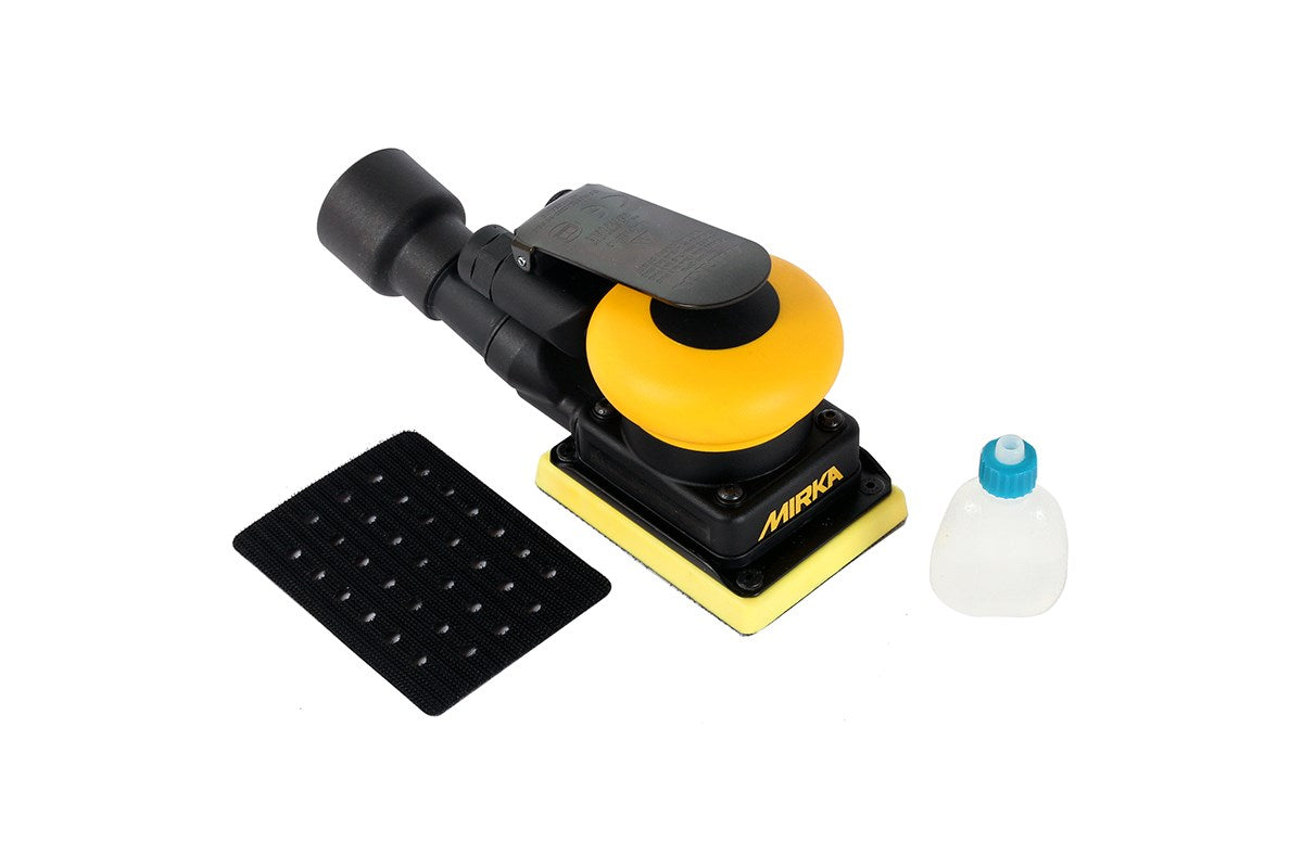 Mirka Zentralabsaugung Druckluft-Schwingschleifer 75 x 100 mm 3,0 mm Hub, inkl. Schutzauflage, Innensechskantschlüssel, Nippel + Adapter-Set Grip 33-Loch (1Stk)