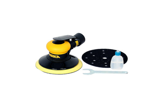 Mirka Zentralabsaugung Druckluft-Exzenter Ø 125 mm 2,5 mm Hub, 5/16“ Gewinde, inkl. 44-Loch-PU-Teller medium, Schutzauflage, Nippel + Adapter-Set Grip 44-Loch (1Stk)