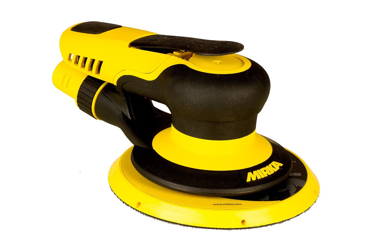 Mirka Zentralabsaugung Druckluft-Exzenter Ø 150 mm 8,0 mm Hub, 5/16“ Gewinde, inkl. 48-Loch-PU-Teller medium, Schutzauflage, Nippel + Adapter-Set Grip 48-Loch (1Stk)