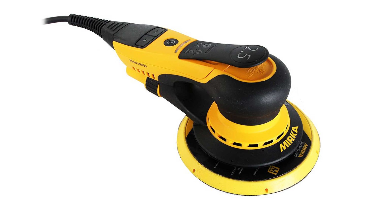 Mirka Zentralabsaugung Elektro-Exzenter Ø 150 mm 2,5 mm Hub, 5/16“ Gewinde, inkl. PU-Teller medium und Schutzauflage 48-Loch (1Stk)