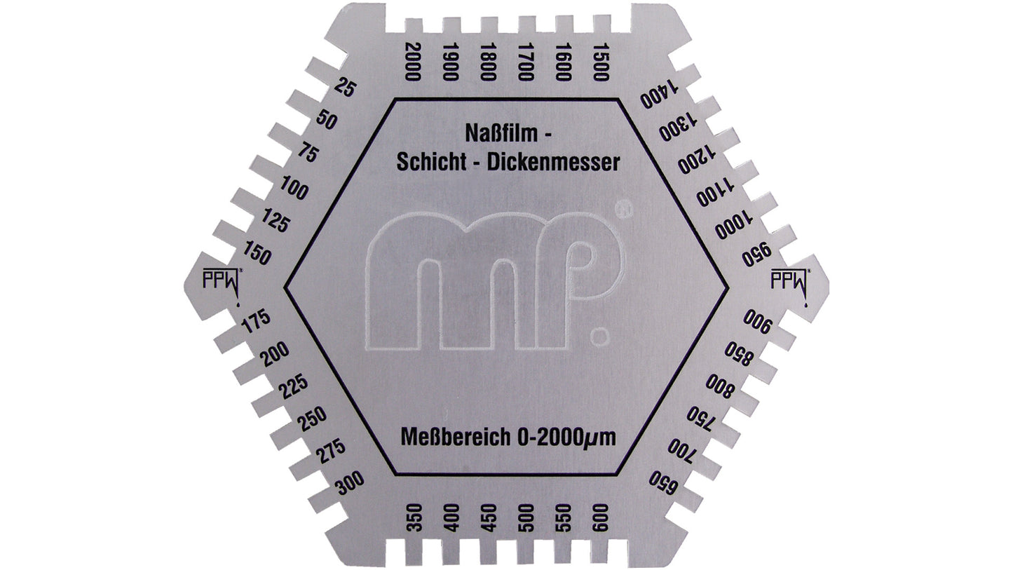 MP Nassfilm-Schichtdicken- messer 6-Eck aus Aluminium