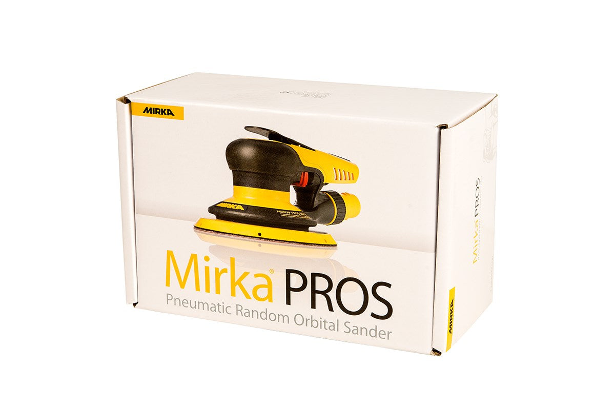 Mirka Zentralabsaugung Druckluft-Exzenter Ø 150 mm 2,5 mm Hub, 5/16“ Gewinde, inkl. 48-Loch-PU-Teller medium, Schutzauflage, Nippel + Adapter-Set 48-Loch (1Stk)
