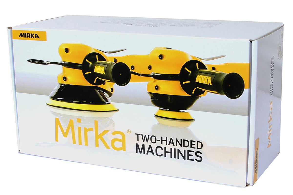 Mirka Druckluft-Zweihandexzenter Ø 150 mm, 5 oder 10 mm Hub, Zentralabsaugung