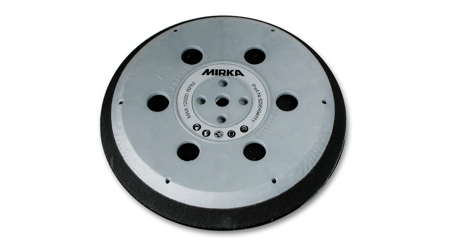Mirka hart Grip-Teller (Unipad) Ø 150 mm 5/16“ + M8 Gewinde, inkl. Schutzauflage, geeignet für 6-Loch, 6+1-Loch, 9-Loch, 15-Loch, Abranet Grip 61-Loch (1Stk)
