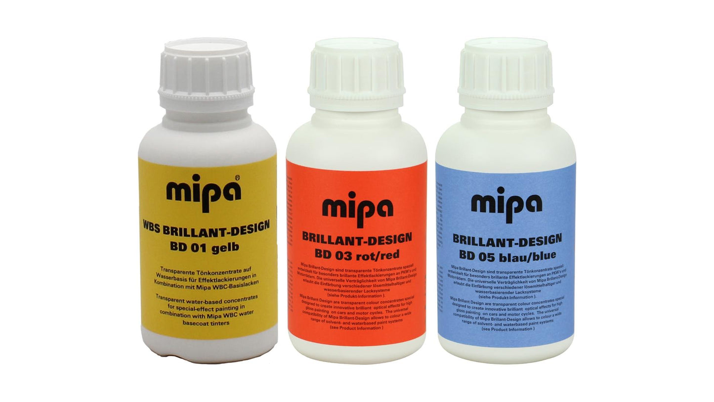 Mipa WBS Brillant-Design Effektlack Gelb, Rot oder Blau (500ml)