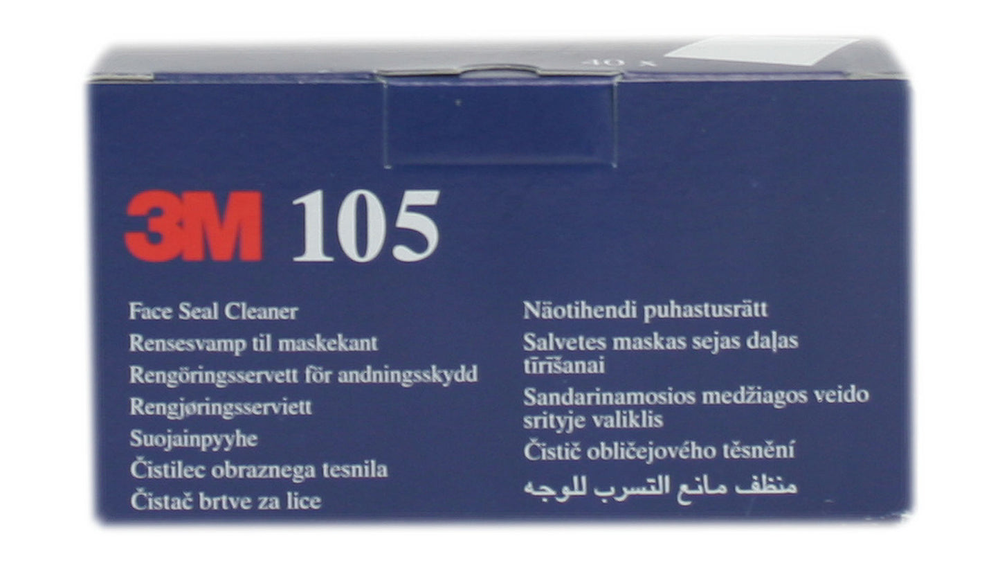3M Reinigungstuch 105 für Gesichtsabdichtungen von Mehrweg-Atemschutzmasken (Karton 40 Stk)