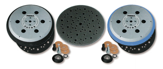 Mirka medium Grip-Teller (Unipad) Ø 150 mm 5/16“ + M8 Gewinde, inkl. Schutzauflage, geeignet für 6-Loch, 6+1-Loch, 9-Loch, 15-Loch, Abranet Grip 61-Loch (1Stk)